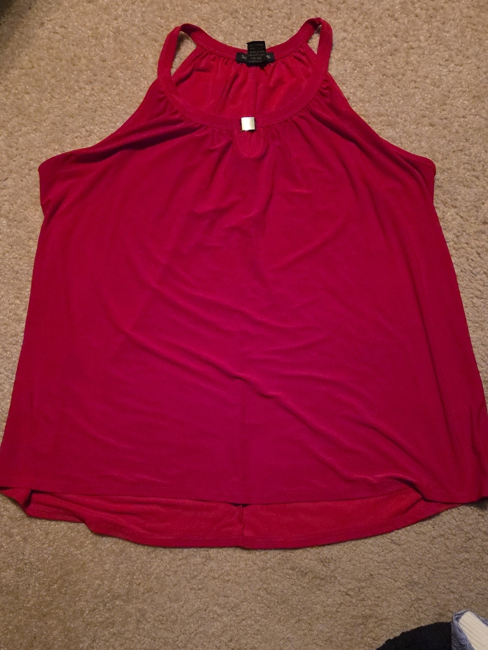 Susan Lawrence Raspberry Red Racerback Tank with Accent
